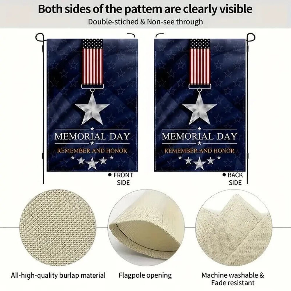 Memorial Day Remember & Honor Garden Flag Double Sided 12" x 18" NEW! Home & Garden:Yard, Garden & Outdoor Living:Décor:Flags Style Your Walls